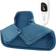 Heating Pad for Neck and Shoulder, HOMIEST 2lb Weighted Large Heating Pad for Shoulder Neck Pain Relief, 6 Heat Settings,4 Timers Auto Off,Gifts for Women Men Mom Dad Christmas Birthday (Blue)