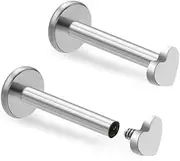 [ZYTAIJEW] 2pcs G23 Titanium 16G Internally Threaded Back Nose Stud Ring Monroe Labret Lip Rings Helix Nail Cartilage Tragus Earring Piercing Jewelry Bar Length 6mm-12mm