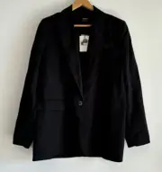 BARDOT Ladies Black Blazer Size 12 Relaxed Fit BNWT $189 Linen Lined Corporate