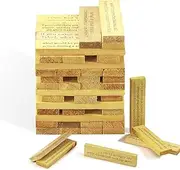 54 Pcs Ice Breakers Questions Tumbling Tower Game, Wooden Blocks Stacking Games, Fun Indoor Game Night Games for Adults, House Parties (Light Weight)