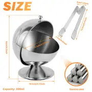 Sugar Bowl with Roll Top Stainless Steel Spherical Candy Bowl Silver Sugar jexjG