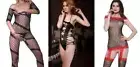 Killer Legs Fishnet Cutout Teddy + 2 Crotchless Bodystockings 3 Pc Lot 06 41 125