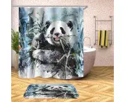 Wild Panda Shower Curtain and Bath Mat Set