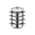 4 Tier Stainless Steel Steamer Meat Vegetable Cooking Steam Hot Pot Kitchen Tool