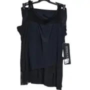 NEW Miraclesuit 8 Mirage Tankini Black Sheer Panel Slimming Swimsuit Classic