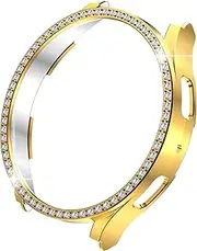 Case for Samsung Galaxy Watch 5 40mm 44mm/Galaxy Watch 5 Pro 45mm, Plating Hard PC Bumper Full Protective Bling Crystal Diamond Protective Cover Case for Galaxy Watch 5 Accessories (44mm, Gold)