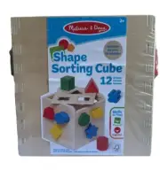 Melissa & Doug Shape Sorting Cube - Classic Wooden Toy With 12 Shapes - Classic