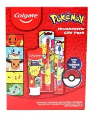 Colgate Pokemon Brushtastic Manual & Powered Toothbrush & Cap, Tooth Paste NEW