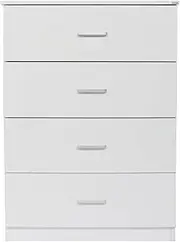 [Priceworth] Chest of Drawers, Four Spacious Drawers for Bedroom, Kitchen, Living Room and Home Storage and Organisation, Crafted from 15mm Particle Board with Melamine Laminate, 112 H x 80 W x 50 D CM