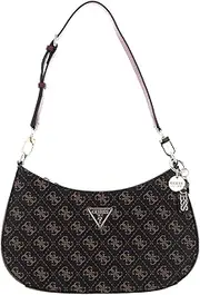 [GUESS] Women's Noelle Top Zip Shoulder Bag, Brown, brown, One Size