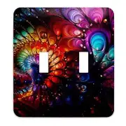 Metal Decorative Light Switch Plate Cover - Colorful Peacock Fractal Home Dec...