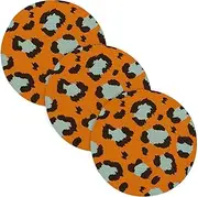 3 Pcs Round Trivet for Hot Dishes 15in Cotton Thread Weave Absorb Water Pot Holder for Crock Pot Home Accessories Orange Leopard