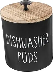 Ipetboom Round Wooden Dishwasher Holder Lid Elegant Storage Container for Laundry Beads and More Timeless Design for Kitchen and Bathroom Decor
