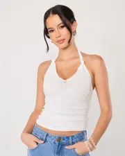 [Alive Girl] Alive Girl Women's Adeline Halter Top in White Size 6 6 White