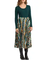 [Marcs] Wave To Go Pleated Skirt in Green Multi