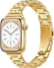 Calina Stainless Steel Band fits Apple Watch Band 42mm(Series 10) 41mm 40mm 38mm Series SE 10 9 8 7 6 5 4 3-1, Metal Bracelet for Apple Watch Strap, iWatch Band for Apple Smart Watch Band-Gold
