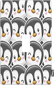 Pznen Penguin Single Toggle Covers Cute Penguins Cartoon 1 Gang Wall Plate Decorative Light Switch Cover Home Bedroom Bathroom Kitchen