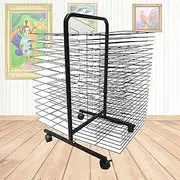 Metal Wire Art Drying Rack 38 Layer Double Sided Storage Art Drying Rack, Educational Products Drying Rack with Pulleys, Space Saving Rack for Home and Art School