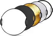 NEEWER 22"/56cm Light Reflector with Handle Grip with 3/8" Thread, 5 in 1 Collapsible Disc Light Diffuser Translucent/Silver/Gold/White/Black for Photography Lighting, Outdoor Lighting, RF-56II