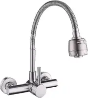 Kitchen Faucet Wall Mounted 304 Stainless Steel Sink Faucet 360 Rotatable Sink Faucet With Flexible Hose