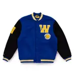 【MITCHELL & NESS】NBA TEAM LEGACY VARSITY JACKET 校隊外套 勇士 藍黑(高端羊毛混紡校隊外套)