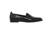 Womens Hush Puppies Zippo Black Ladies Flat Slip On Formal Shoes