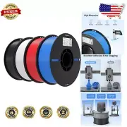 Premium 1.75mm PLA Filament 4 Pack - Black, White, Blue, Red for 3D Printing