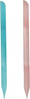 Warm Girl 2 Pieces Dual Ended Glass Cuticle Pusher Cuticle Remover Nail File Dual Ended Manicure Pedicure Tools for Nails and Cuticles Care (Pink, Blue)