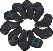 LOORGVEL 10Pcs PU Golf Club Head Covers Sleeves for Durable Protection for Golf Enthusiasts Easy to Use and Secure Fit