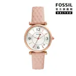 【FOSSIL 官方旗艦館】CARLIE 甜心愛戀仕女錶 粉紅色真皮錶帶 指針手錶 35MM ES5269