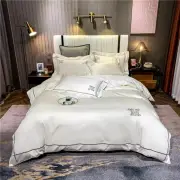 600TC Cotton BeddingSet Embroidery Duvet Cover Flat/Fitted Sheet With Pillowcase