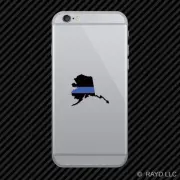 Alaska State Shaped The Thin Blue Line Cell Phone Sticker Mobile police support