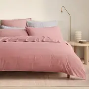 Sheridan Bayley Washed Percale Quilt Cover Set in Rose Size: Super King Cotton