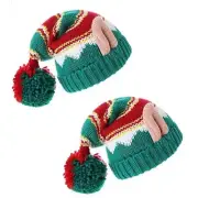 Knit Christmas Hat Christmas Party Hat Knit Christmas Hat PomPoms Hat