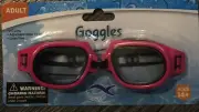 Adult Pink Swim Goggles PC Lens Swimming Glasses Latex Free Adjustable Strap 14+