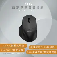 在飛比找momo購物網優惠-【KINYO】藍牙無線雙模靜音滑鼠(藍牙配對/USB接收器 