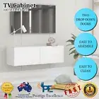 Wall TV Cabinet 2 Doors White Entertainment Center Floating Display Stand Unit