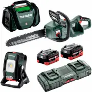 Metabo MET3618BL32HD55PC - 18V 3 Piece Chainsaw/Inflator/Light Camping Kit (2 x 5.5Ah)