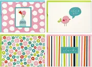 Hallmark Assorted Notecards (Stripes, Floral, Polka Dots, Bird, 40 Cards and Envelopes)