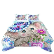 Hope Kids Inspiring Design Cute Girly Elephant Coverlet