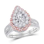 14k Two-tone Gold Pear Diamond Solitaire Bridal Engagement Ring 1-1/3 Cttw (Certified)