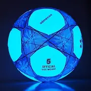 Laxnako Sports Traditional Light Up Football Glow in The Dark Football Youth and Adult Soccer Balls for Night Games -Size 3/4/5 - Official Size & Weight