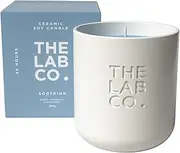 The Lab Co. Ceramic Candle 280g 45hrs Burn Time. Soothing Fragrance with Linen Chamomile White Rose. 100% Vegan Soy Wax