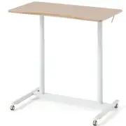 Costway Mobile Standing Desk C-Shaped Computer Workstation Natural