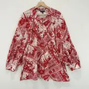 Autograph Top Women 24 Romantic Red French Cuff Shirt Heritage Button Up NEW