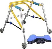 Wheeled Walker For Children With Cerebral Palsy Lightweight Folding Four Wheel Rollator Walking Aid Disabled Auxiliary Equipment(Medium)
