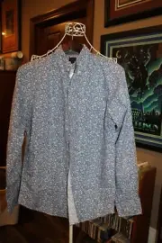 J. Crew blue white floral Mens button front Shirt sz M NEW NWT (bin30)