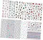 MERRYHAPY 10 Sheets Christmas Nail Art Designs Christmas Nail Christmas Nail Decals Christmas Nail Accessories Stickers for Nails Christmas Nail Transfers Manicure Applique