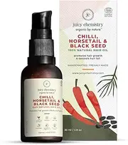 Juicy Chemistry Chilli, Horsetail & Blackseed Hair Oil For Hair Growth & Hair Fall Control, Clinically Tested, 100% Certified Natural For Men And Women (30 Ml (Pack Of 1) Crimson Red)