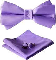 [PACGOTH] Bow Ties for Men, Men’s Pre-Tie Bow Tie Satin Silk Adjustable Bow Tie Cufflinks Handkerchief Sets With Gift Box